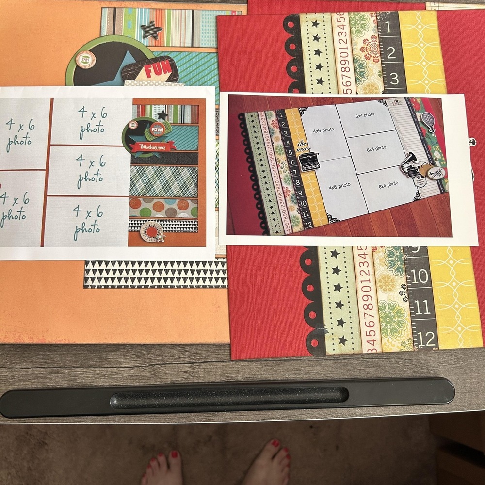 Premade Scrapbook Layout Lot 12x12 Double Page Set Boy & Vintage Paper Themes